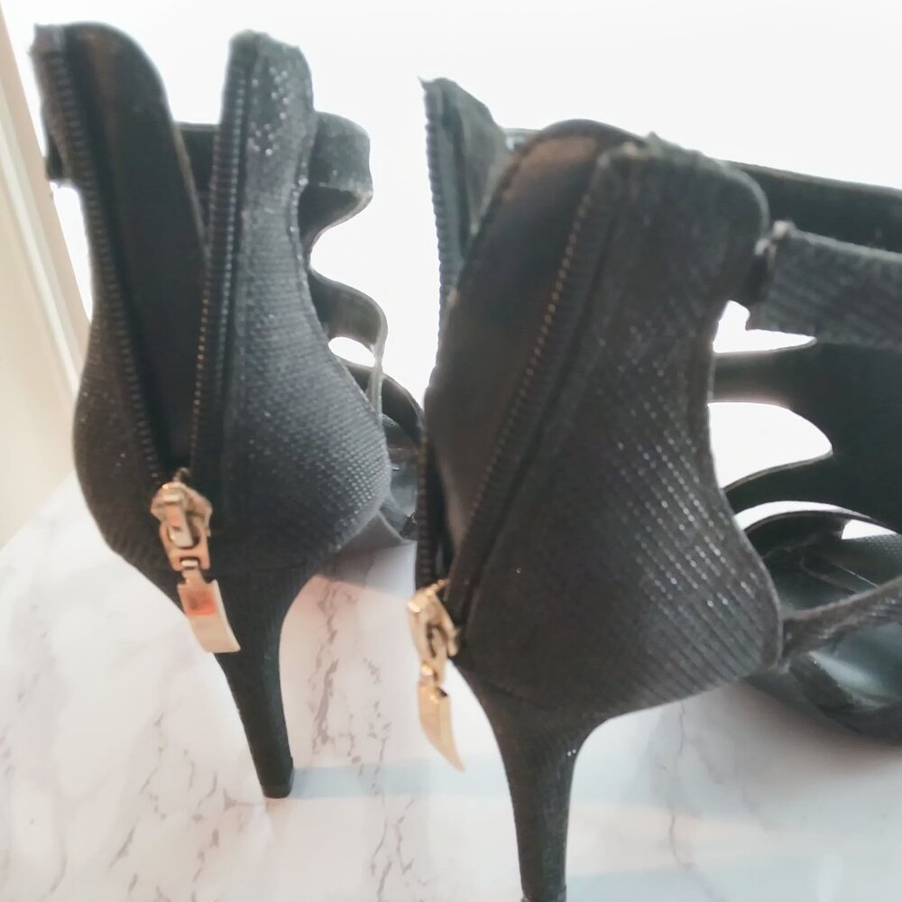 Maripe Womens Black Sparkly Glitter Stiletto 4" Heels Black High Heels Size 9 - Picture 8 of 16